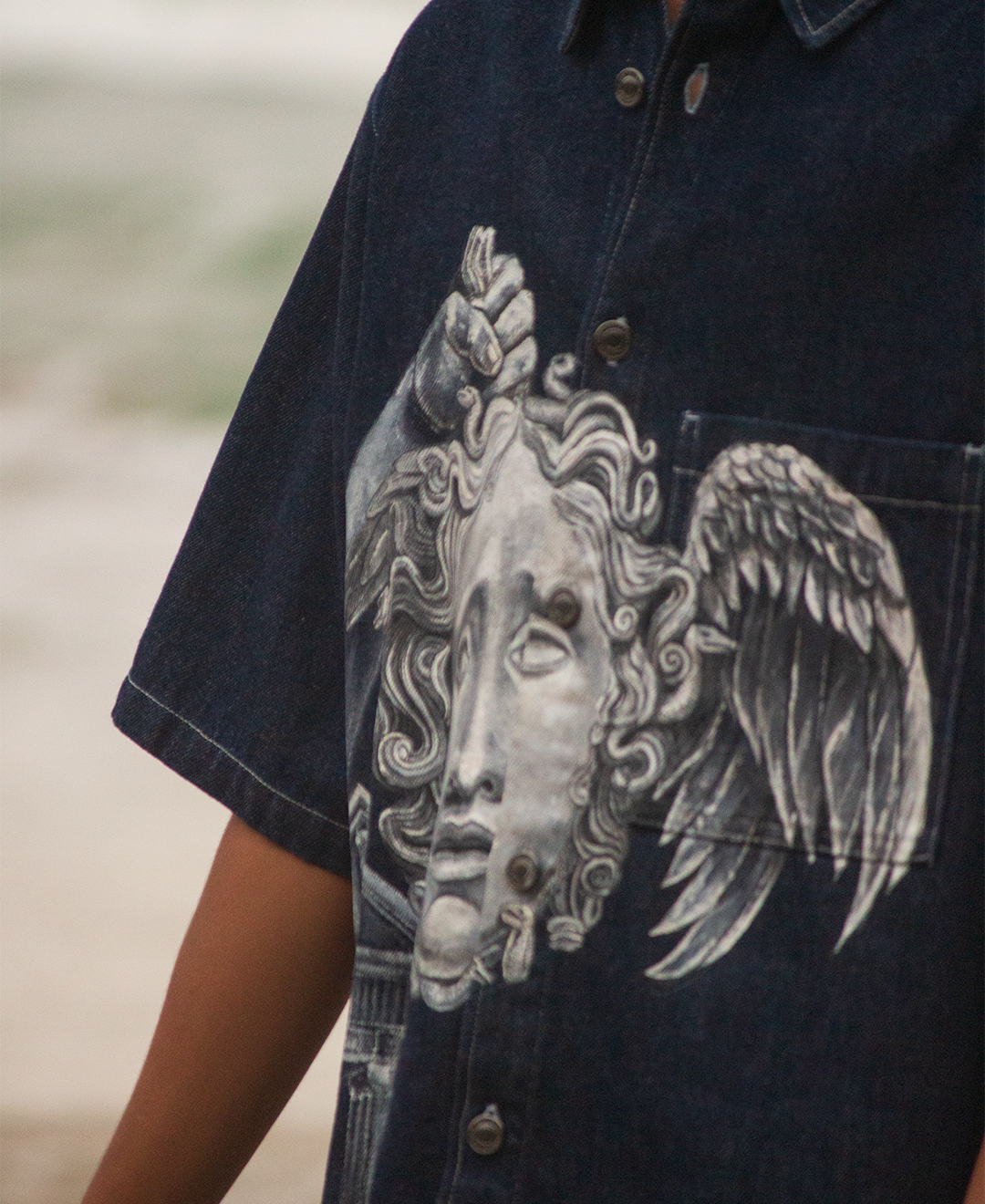 Poseidon Jacket: Hand-painted 100% hemp denim jacket